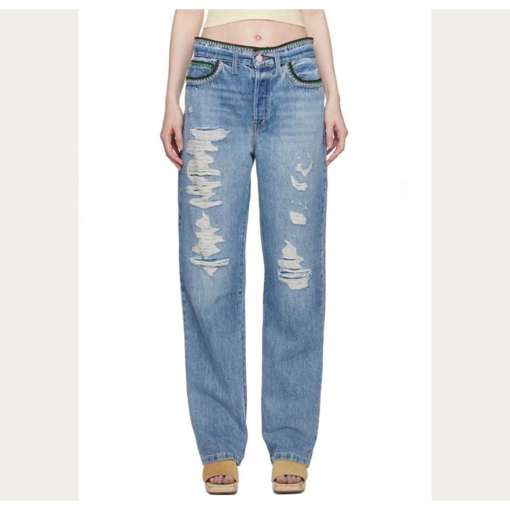 Frame x Julia Sarr-Jamois Edition Baggy Low Rise Straight Leg Jeans Size 27 NWT
